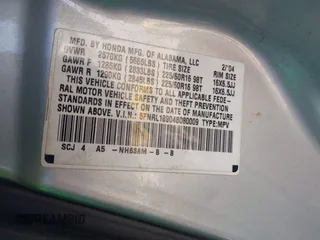2004 Honda Odyssey EX-L with VIN 5FNRL18904B080009, listed as a IAAI auction lot 41736651 with 461,326 mi miles and . Bid and sale history available at DreamBid. Image 9.