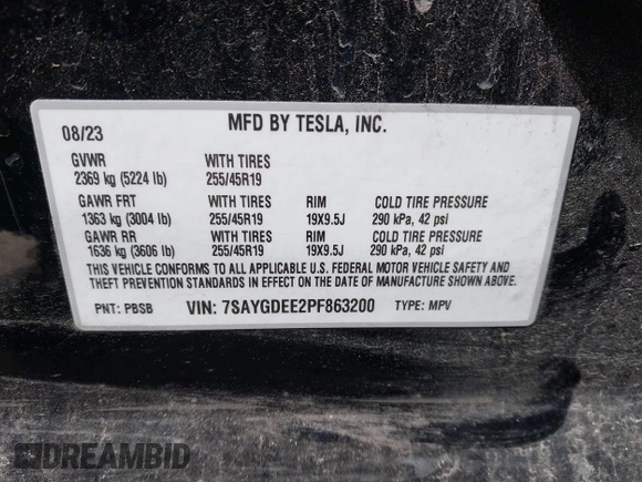 2023 Tesla Model Y Long Range z VIN 7SAYGDEE2PF863200, wystawiony jako IAAI lot #41805168 z przebiegiem 25 480 mil mil oraz . Historia ofert i sprzedaży dostępna na DreamBid. Obrazek 9.