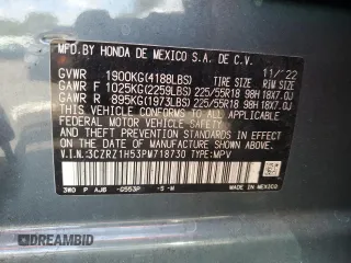 2023 Honda HR-V Sport with VIN 3CZRZ1H53PM718730, listed as a Copart auction lot 46165075 with 39,410 mi miles and Salvage Title. Bid and sale history available at carsss.com. Image 13.