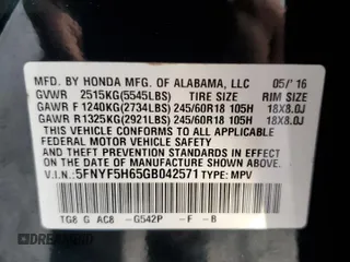 2016 Honda Pilot EX-L z VIN 5FNYF5H65GB042571, wystawiony jako Copart lot #80233734 z przebiegiem 68 985 mil mil oraz Szkoda całkowita • Salvage title. Historia ofert i sprzedaży dostępna na DreamBid. Obrazek 15.