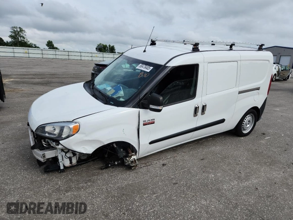 2021 Ram ProMaster City Cargo Tradesman with VIN ZFBHRFAB5M6T49995, listed as a Copart auction lot 58478405 with 86,748 mi miles and Salvage title. Bid and sale history available at DreamBid. Image 1.