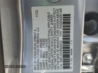 2023 Honda Civic EX-L z VIN 19XFL1H73PE000732, wystawiony jako Copart lot #53978645 z przebiegiem 18 732 mil mil oraz Szkoda całkowita • Salvage title. Historia ofert i sprzedaży dostępna na DreamBid. Obrazek 12.