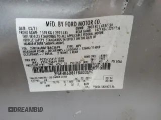 2015 Ford Flex Limited z VIN 2FMHK6D81FBA03699, wystawiony jako Copart lot #86915824 z przebiegiem 73 301 mil mil oraz Szkoda całkowita • Salvage title. Historia ofert i sprzedaży dostępna na DreamBid. Obrazek 13.
