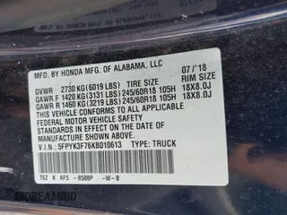 2019 Honda Ridgeline RTL-E with VIN 5FPYK3F76KB010613, listed as a IAAI auction lot 42079810 with 90,492 mi miles and . Bid and sale history available at DreamBid. Image 9.