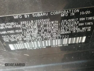 2021 Subaru Forester Premium with VIN JF2SKAFC1MH437721, listed as a IAAI auction lot 42633556 with 119,574 mi miles and . Bid and sale history available at DreamBid. Image 9.