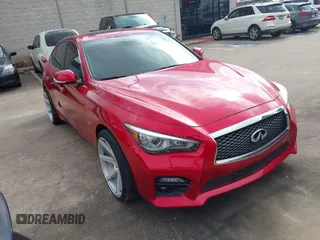 2017 Infiniti Q50 Red Sport 400 with VIN JN1FV7AR4HM870570, listed as a IAAI auction lot 41510557 with 1 mi miles. Bid and sale history available at carsss.com. Image 1.