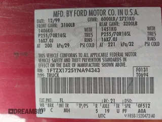 2000 Ford F-150 XL with VIN 1FTZX1725YNA94343, listed as a IAAI auction lot 41659358 with 295,337 mi miles. Bid and sale history available at carsss.com. Image 9.
