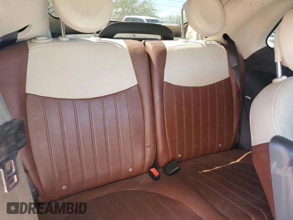 2012 FIAT 500 Lounge with VIN 3C3CFFERXCT370485, listed as a Copart auction lot 57119785 with 108,721 mi miles and Salvage title. Bid and sale history available at DreamBid. Image 10.