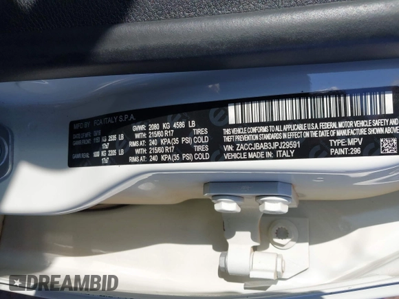 2018 Jeep Renegade Sport with VIN ZACCJBAB3JPJ29591, listed as a IAAI auction lot 41579924 with 62,900 mi miles. Bid and sale history available at carsss.com. Image 9.