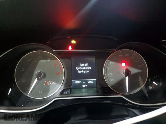 2015 Audi S4 Premium Plus with VIN WAUDGBFL0FA100965, listed as a Copart auction lot 47774185 with 112,002 mi miles and Salvage Title. Bid and sale history available at carsss.com. Image 9.