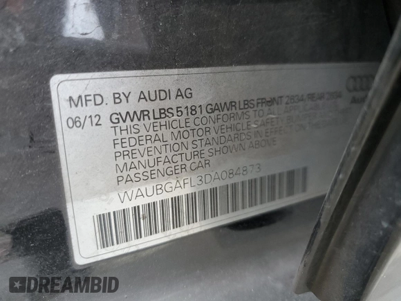 2013 Audi S4 Premium Plus with VIN WAUBGAFL3DA084873, listed as a Copart auction lot 72006444 with 85,713 mi miles and Salvage Title. Bid and sale history available at carsss.com. Image 15.