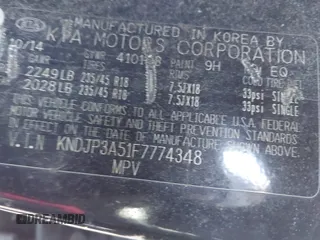 2015 Kia Soul + with VIN KNDJP3A51F7774348, listed as a IAAI auction lot 42016402 with 180,202 mi miles. Bid and sale history available at carsss.com. Image 9.