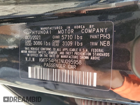 2022 Genesis G90 Ultimate with VIN KMTF54PH1NU095958, listed as a Copart auction lot 72566644 with 32,994 mi miles and Salvage Title. Bid and sale history available at DreamBid. Image 12.
