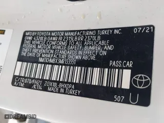 2021 Toyota C-HR LE with VIN NMTKHMBX3MR133551, listed as a IAAI auction lot 41472613 with 50,995 mi miles. Bid and sale history available at carsss.com. Image 9.