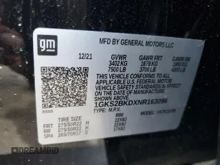 2022 GMC Yukon SLT with VIN 1GKS2BKDXNR163096, listed as a Copart auction lot 43572645 with 0 mi miles and Non Repairable. Bid and sale history available at carsss.com. Image 13.