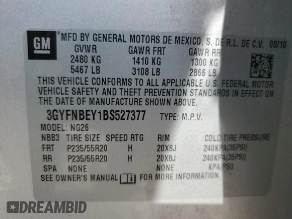 2011 Cadillac SRX Performance Collection z VIN 3GYFNBEY1BS527377, wystawiony jako Copart lot #57022915 z przebiegiem 193 905 mil mil oraz Tytuł czysty. Historia ofert i sprzedaży dostępna na DreamBid. Obrazek 13.