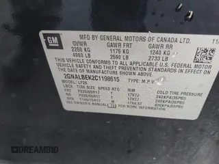 2012 Chevrolet Equinox LS with VIN 2GNALBEK2C1198615, listed as a IAAI auction lot 41129615 with 147,123 mi miles and . Bid and sale history available at DreamBid. Image 9.