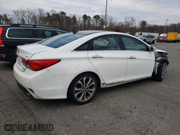 2014 Hyundai Sonata Limited with VIN 5NPEC4ABXEH867985, listed as a Copart auction lot 49975785 with 146,132 mi miles and Salvage Title. Bid and sale history available at DreamBid. Image 3.