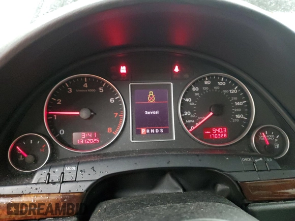 2005 Audi A4 3.2L with VIN WAUDG68EX5A463844, listed as a Copart auction lot 43537705 with 170,328 mi miles and Salvage Title. Bid and sale history available at carsss.com. Image 9.