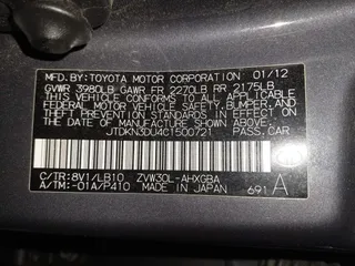 2012 Toyota Prius One with VIN JTDKN3DU4C1500721, listed as a IAAI auction lot 41730352 with 109,214 mi miles. Bid and sale history available at carsss.com. Image 9.