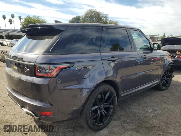 2022 Land Rover Range Rover Sport SVR with VIN SALWZ2RE0NA238645, listed as a Copart auction lot 77895924 with 8,137 mi miles and Salvage Title. Bid and sale history available at DreamBid. Image 3.