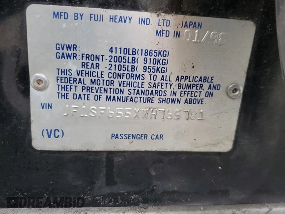 1998 Subaru Forester S with VIN JF1SF655XWH765781, listed as a Copart auction lot 45874945 with 154,624 mi miles and Salvage Title. Bid and sale history available at carsss.com. Image 13.