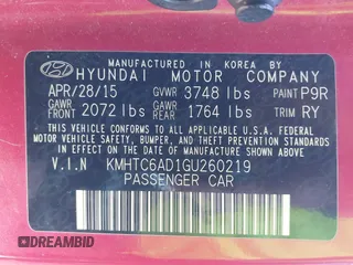 2016 Hyundai Veloster z VIN KMHTC6AD1GU260219, wystawiony jako IAAI lot #41114806 z przebiegiem 128 000 mil mil oraz . Historia ofert i sprzedaży dostępna na DreamBid. Obrazek 9.