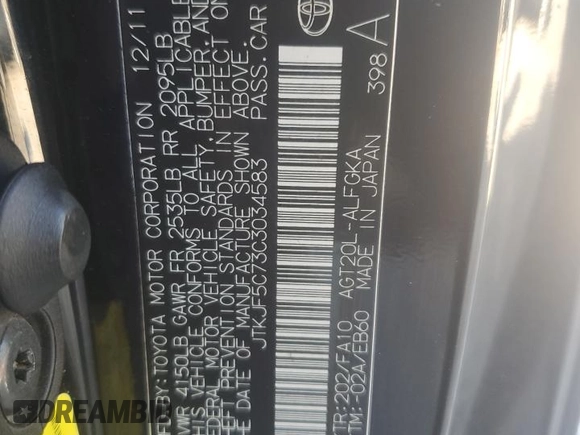 2012 Scion tC z VIN JTKJF5C73C3034583, wystawiony jako Copart lot #74317714 z przebiegiem 163 158 mil mil oraz Czysty tytuł • Clean title. Historia ofert i sprzedaży dostępna na DreamBid. Obrazek 12.