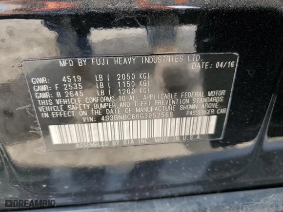 2016 Subaru Legacy 2.5i Premium with VIN 4S3BNBC66G3052568, listed as a Copart auction lot 48996025 with 74,403 mi miles and Salvage Title. Bid and sale history available at carsss.com. Image 14.