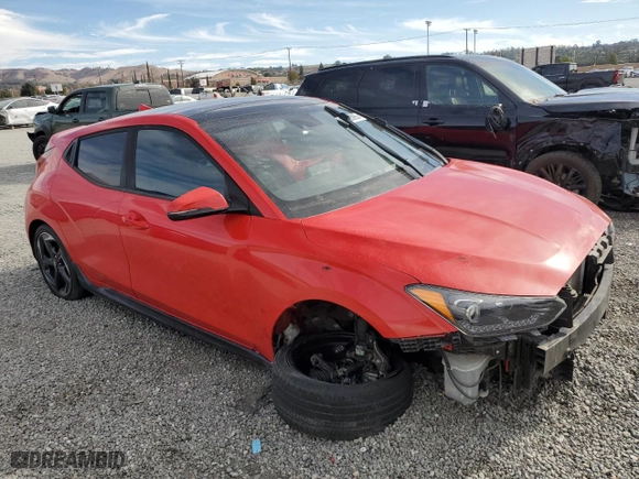 2019 Hyundai Veloster Turbo R-Spec with VIN KMHTH6AB5KU005369, listed as a Copart auction lot 43833985 with 52,768 mi miles and Salvage Title. Bid and sale history available at carsss.com. Image 4.