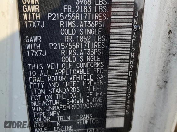 2013 Nissan Juke SV with VIN JN8AF5MR9DT209495, listed as a Copart auction lot 49283415 with 131,668 mi miles and Salvage Title. Bid and sale history available at carsss.com. Image 13.