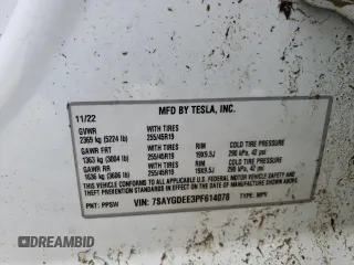 2023 Tesla Model Y Long Range with VIN 7SAYGDEE3PF614078, listed as a Copart auction lot 54539645 with 39,194 mi miles and Salvage Title. Bid and sale history available at DreamBid. Image 13.