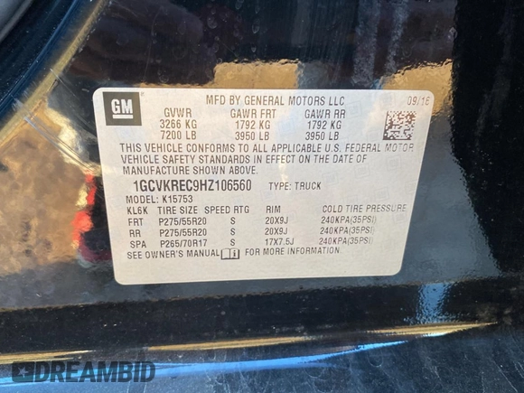 2017 Chevrolet Silverado 1500 LT with VIN 1GCVKREC9HZ106560, listed as a Copart auction lot 42453835 with 145,763 mi miles and Clean Title. Bid and sale history available at carsss.com. Image 10.