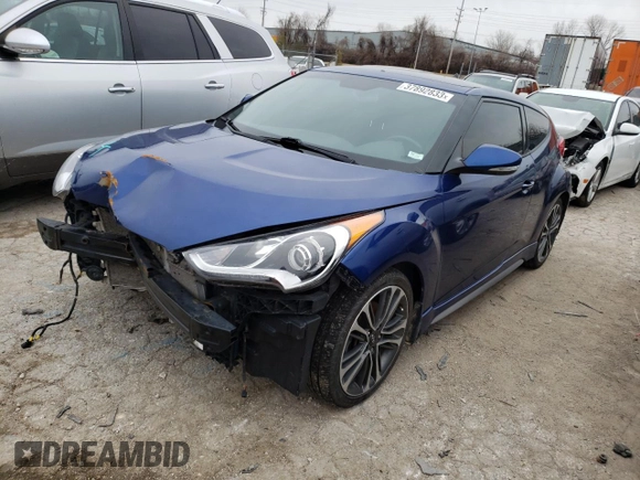 2016 Hyundai Veloster Turbo with VIN KMHTC6AE3GU276012, listed as a Copart auction lot 37892833 with 82,797 mi miles. Bid and sale history available at carsss.com. Image 1.