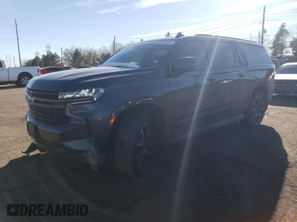 2021 Chevrolet Suburban RST z VIN 1GNSKEKD8MR193782, wystawiony jako Copart lot #82821484 z przebiegiem 74 195 mil mil oraz Szkoda całkowita • Salvage title. Historia ofert i sprzedaży dostępna na DreamBid. Obrazek 1.