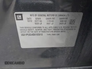 2013 Cadillac XTS Luxury с VIN 2G61P5S34D9183910, выставлен на аукционе IAAI как лот 42479531 с пробегом 160 798 миль миль и . История ставок и продаж доступна на DreamBid. Изображение 9.