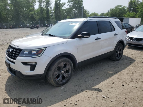 2018 Ford Explorer Sport z VIN 1FM5K8GTXJGA40833, wystawiony jako Copart lot #60527975 z przebiegiem 123 544 mil mil oraz Szkoda całkowita • Salvage title. Historia ofert i sprzedaży dostępna na DreamBid. Obrazek 1.