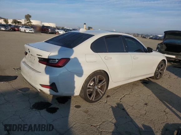 2021 BMW 3 Series 330e with VIN 3MW5P7J08M8B78255, listed as a Copart auction lot 42032355 with 73,815 mi miles and Salvage Title. Bid and sale history available at carsss.com. Image 3.
