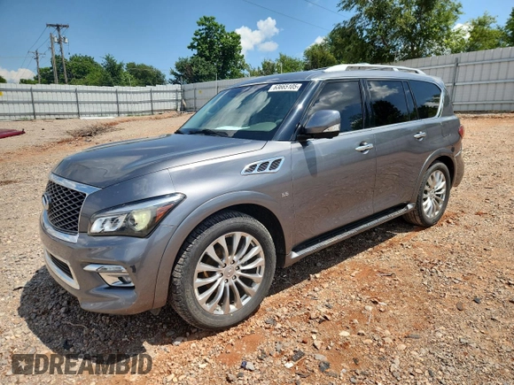 2016 Infiniti QX80 with VIN JN8AZ2NE2G9123772, listed as a Copart auction lot 63665105 with 98,304 mi miles and Salvage title. Bid and sale history available at DreamBid. Image 1.