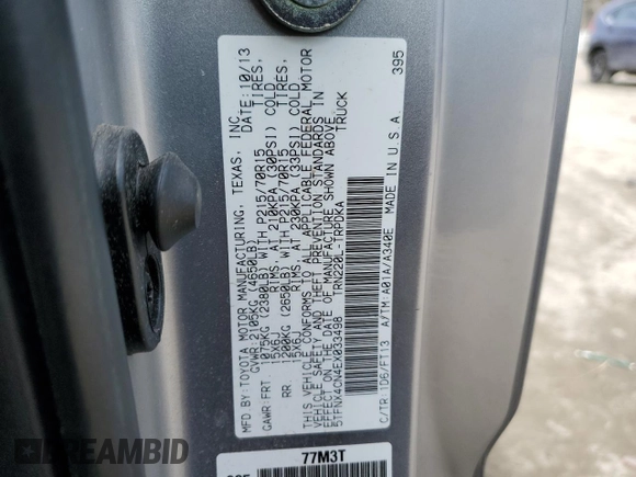 2014 Toyota Tacoma with VIN 5TFNX4CN4EX033498, listed as a Copart auction lot 47170975 with 50,959 mi miles and Salvage Title. Bid and sale history available at DreamBid. Image 13.