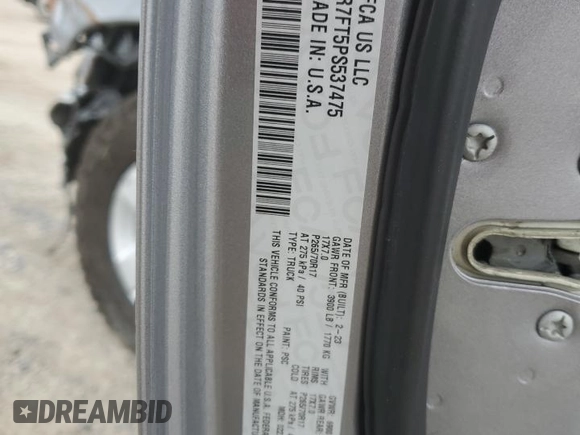 2023 Ram 1500 Tradesman with VIN 1C6RR7FT5PS537475, listed as a Copart auction lot 55793415 with 46,382 mi miles and Salvage title. Bid and sale history available at DreamBid. Image 12.