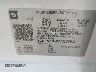 2018 Chevrolet Traverse High Country с VIN 1GNEVKKW7JJ103911, выставлен на аукционе IAAI как лот 42380079 с пробегом 134 327 миль миль и . История ставок и продаж доступна на DreamBid. Изображение 9.