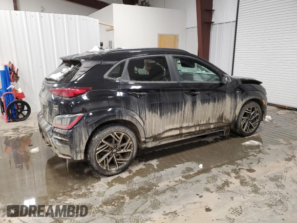 2022 Hyundai Kona N Line with VIN KM8K3CA35NU838465, listed as a Copart auction lot 44417115 with 91,217 mi miles and Salvage Title. Bid and sale history available at carsss.com. Image 3.