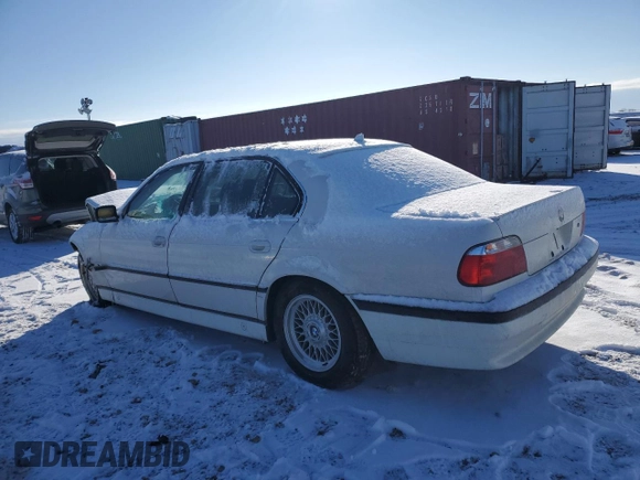 1998 BMW 7 Series 740il with VIN WBAGJ8321WDM21490, listed as a Copart auction lot 42097355 with 0 mi miles and Salvage Title. Bid and sale history available at carsss.com. Image 2.