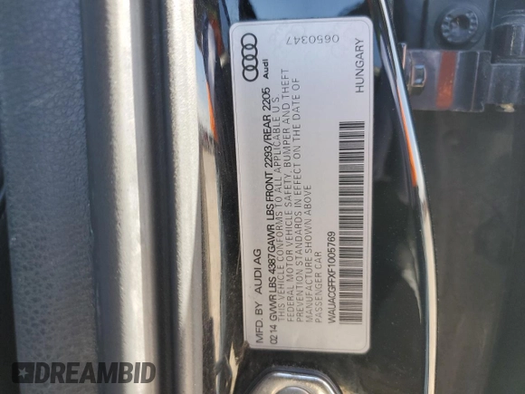 2015 Audi A3 1.8T Premium with VIN WAUACGFFXF1005769, listed as a Copart auction lot 50148835 with 157,184 mi miles and Clean Title. Bid and sale history available at carsss.com. Image 12.