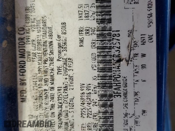 2012 Ford Fusion SE with VIN 3FAHP0HA3CR325781, listed as a Copart auction lot 52038025 with 134,349 mi miles and Salvage Title. Bid and sale history available at DreamBid. Image 13.