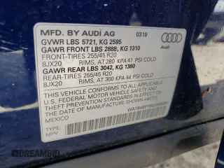 2019 Audi SQ5 Premium Plus with VIN WA1B4BFY6K2089998, listed as a Copart auction lot 60262294 with 75,022 mi miles and Salvage Title. Bid and sale history available at DreamBid. Image 14.