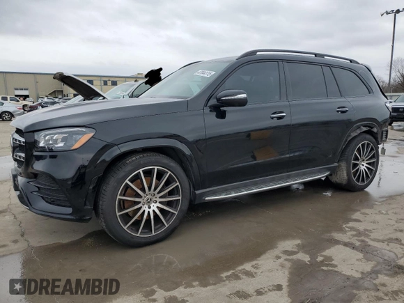 2022 Mercedes-Benz GLS 450 with VIN 4JGFF5KE1NA701996, listed as a Copart auction lot 47044115 with 44,110 mi miles and Salvage title. Bid and sale history available at DreamBid. Image 1.