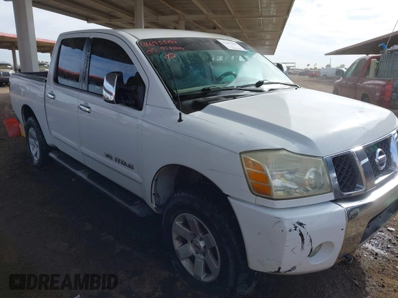 2005 Nissan Titan LE with VIN 1N6AA07B35N545772, listed as a IAAI auction lot 41695580 with Not Provided miles. Bid and sale history available at carsss.com. Image 1.
