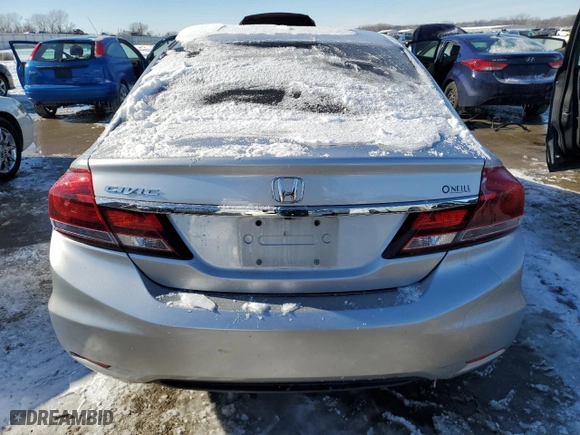 2015 Honda Civic Sedan LX with VIN 19XFB2F56FE035807, listed as a Copart auction lot 41630255 with 194,864 mi miles and Salvage Title. Bid and sale history available at carsss.com. Image 6.